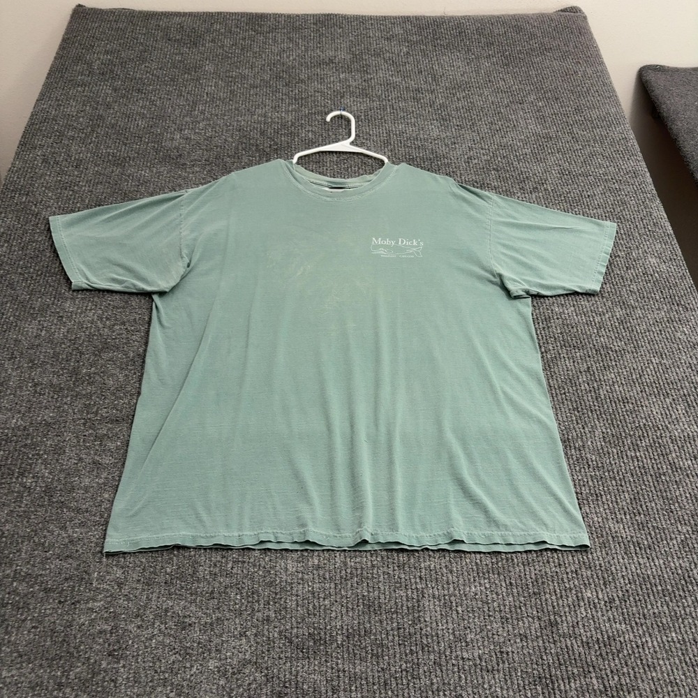 Moby Dicks Authentic Pigment T Shirt Mens XL Green Cotton Distressed Cape Cod